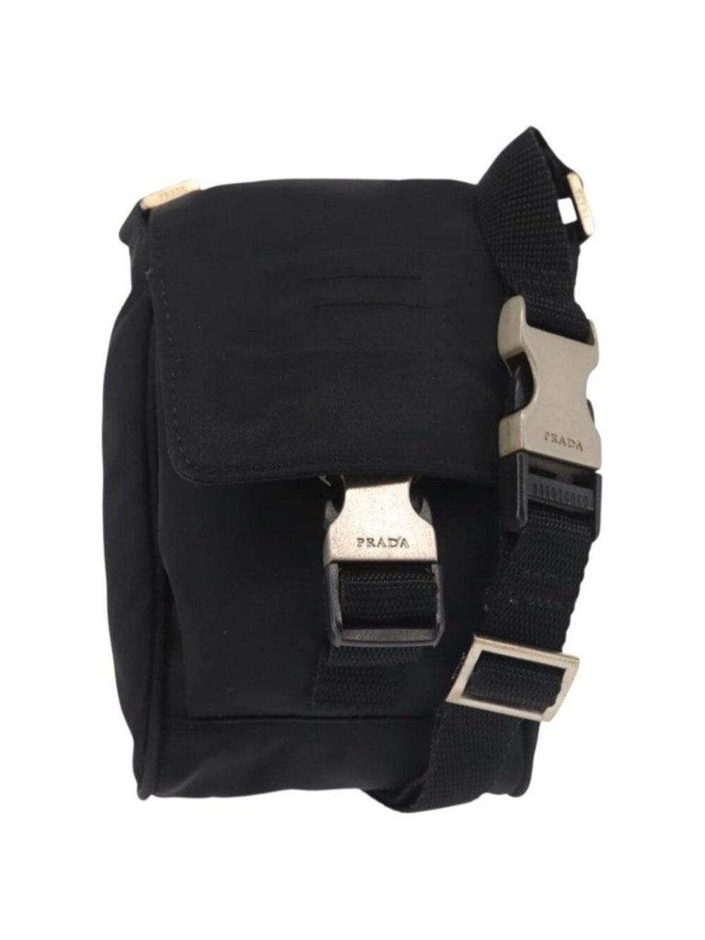 Authentic PRADA Shoulder Bag Nylon Black Silver